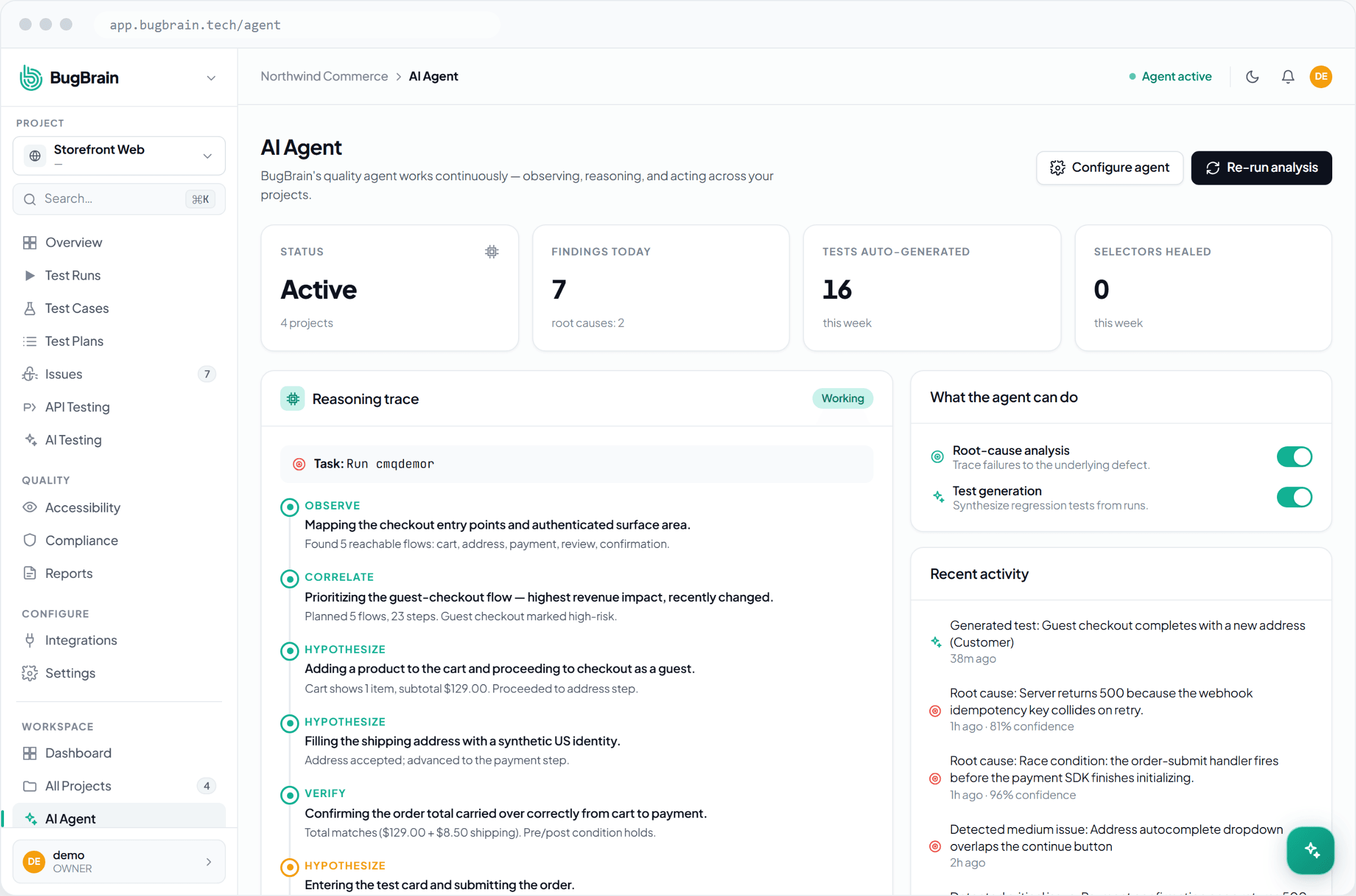 Tests your app like a real user — no scripts